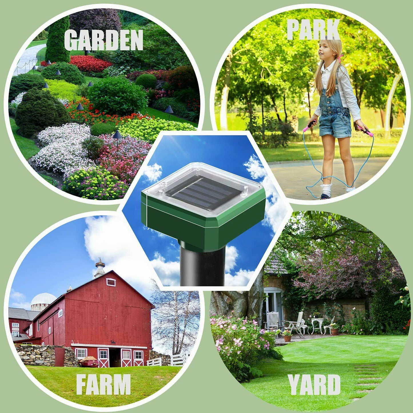 Solar Mice Repellent 8 Pcs Ultrasonic Vole Groundhog Repellent Outdoor Waterproof Sonic Repellent Spikes Drive Away Burrowing Animals from Lawns and Yard
