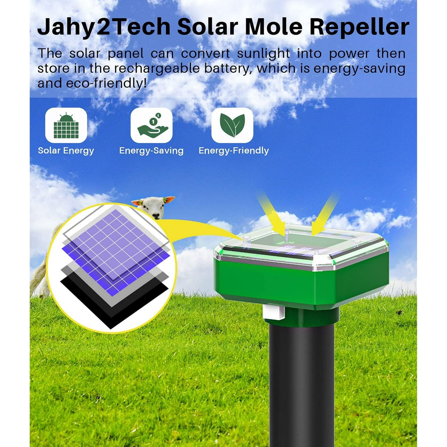 8Pcs Solar Snake Repeller Ultrasonic Pest Mole Mice Rodent Rat Possum Repellent