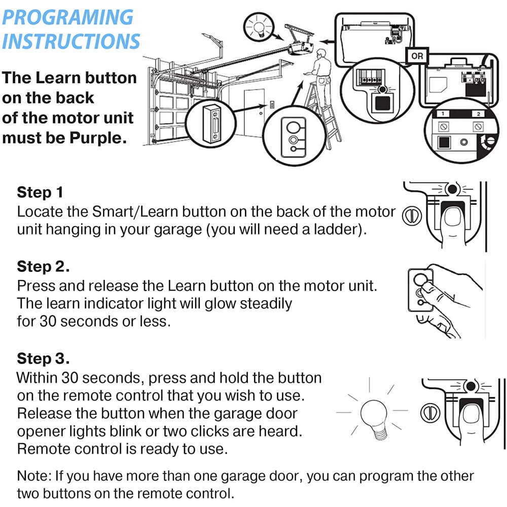 3 Button Remote Control for Sears Craftsman Garage Door Opener HBW2028 315mhz, Gray Color