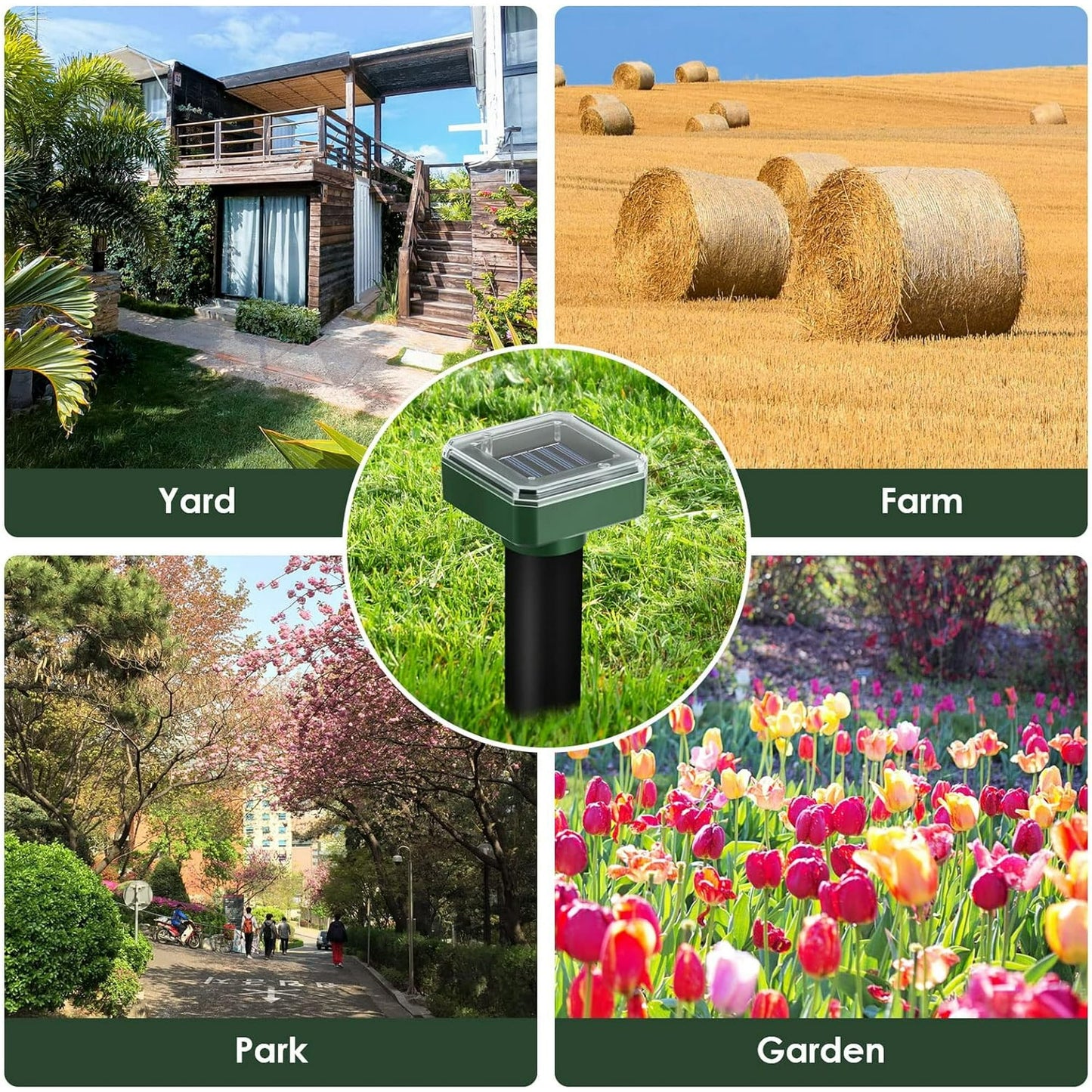 8Pcs Solar Snake Repeller Ultrasonic Pest Mole Mice Rodent Rat Possum Repellent
