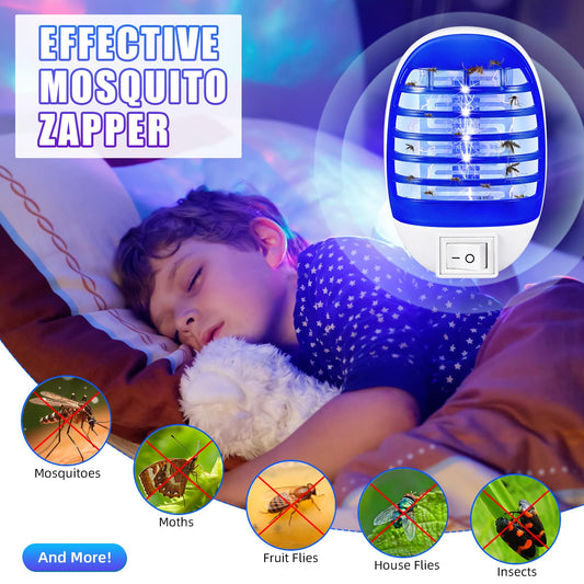 Indoor Bug Zapper Plug in, 4 PackElectronic Mosquito Zapper Ultimate Fly Zapper Lamp for Bug Insect for Home,Bedroom, Living Room,Office Insect Trap,Blue