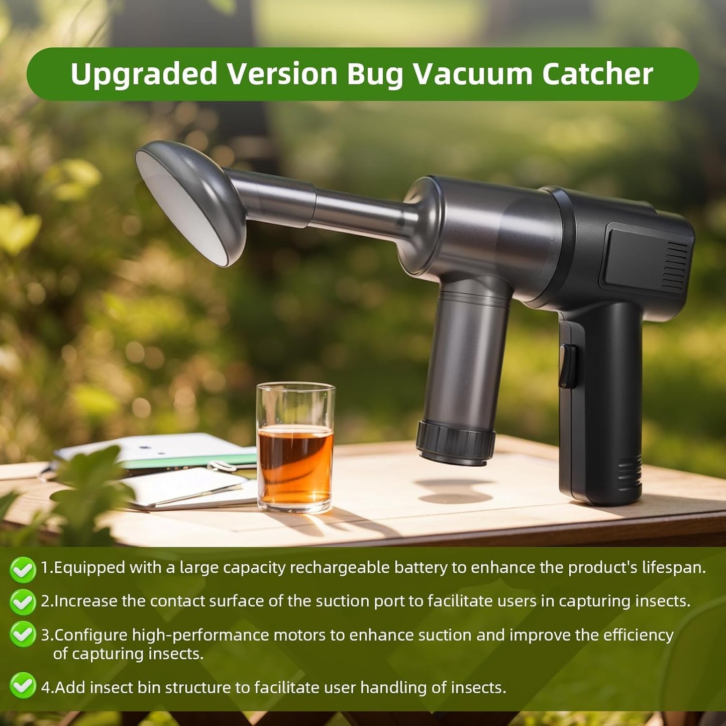 Bug Vacuum Catcher,Spider Killer Insect Catcher,Cordless Handheld Vacuum Cleaner for Car Bug Catcher Indoor with USB Rechargeable for Stink Bug,Moth,Spider Strong Suction Bug Sucker for Home