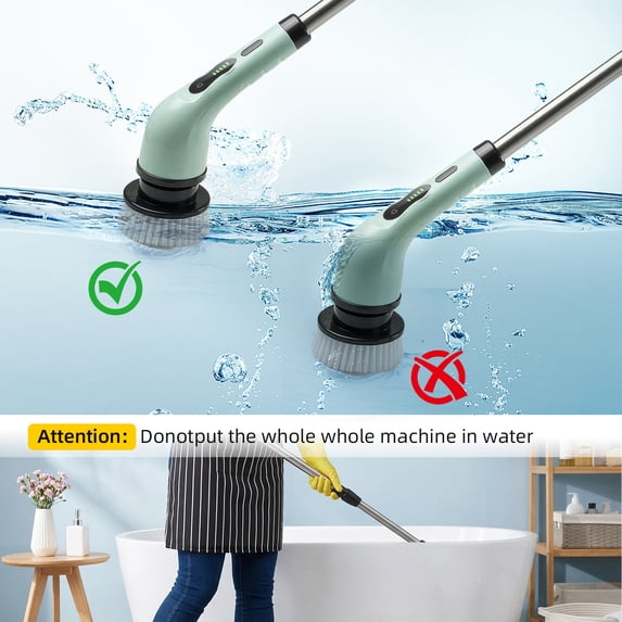 JahyElec Electric Spin Scrubber,Cordless Cleaning Brush with 9 Replaceable Brush Heads Dual Speed with Adjustable & Detachable Handle Car Cleaning Brush for Car Kitchen