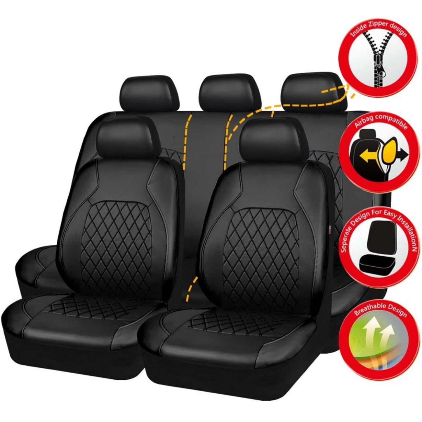 Car Seat Covers,9 Pack Gray Universal Car Seat Protector Covers Full Set Airbag Compatible Breathable Fit for Cars Trucks