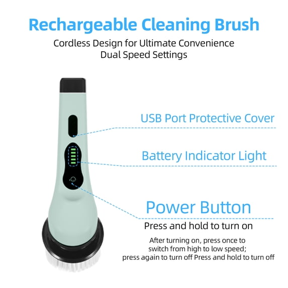 JahyElec Electric Spin Scrubber,Cordless Cleaning Brush with 9 Replaceable Brush Heads Dual Speed with Adjustable & Detachable Handle Car Cleaning Brush for Car Kitchen