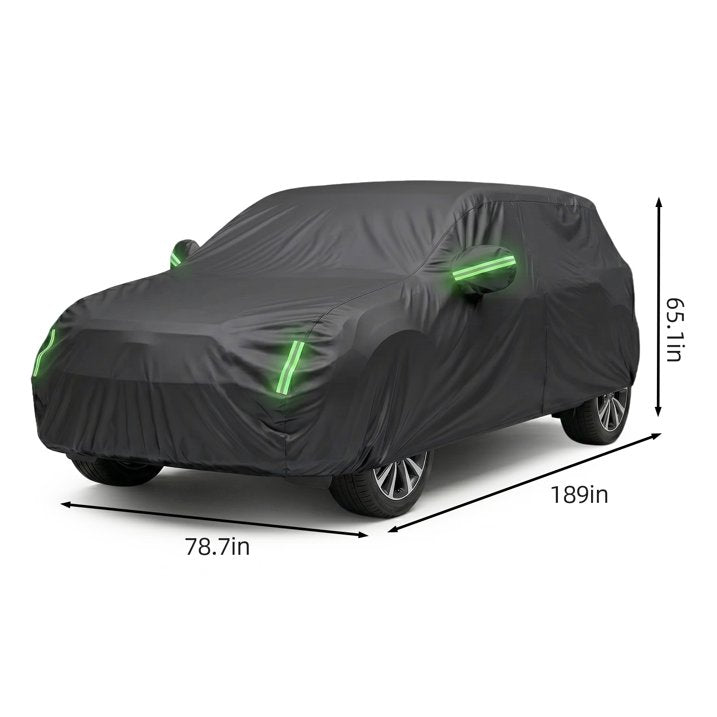 Waterproof SUV Car Cover All Weather, Heavy Duty Outdoor Protection with Cotton Liner & Zipper Door, UV/Snow/Rain Resistant for Compact to Mid-Size SUVs (Includes Storage Bag)