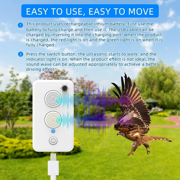 JahyElec 4 Pack Ultrasonic Bat Repellent Devices for Attic Porch House,Rechargeable Bats Exclusion Device for Indoor Outdoor Use Adjustable Bat Deterrent System Friendly to Human and Pet