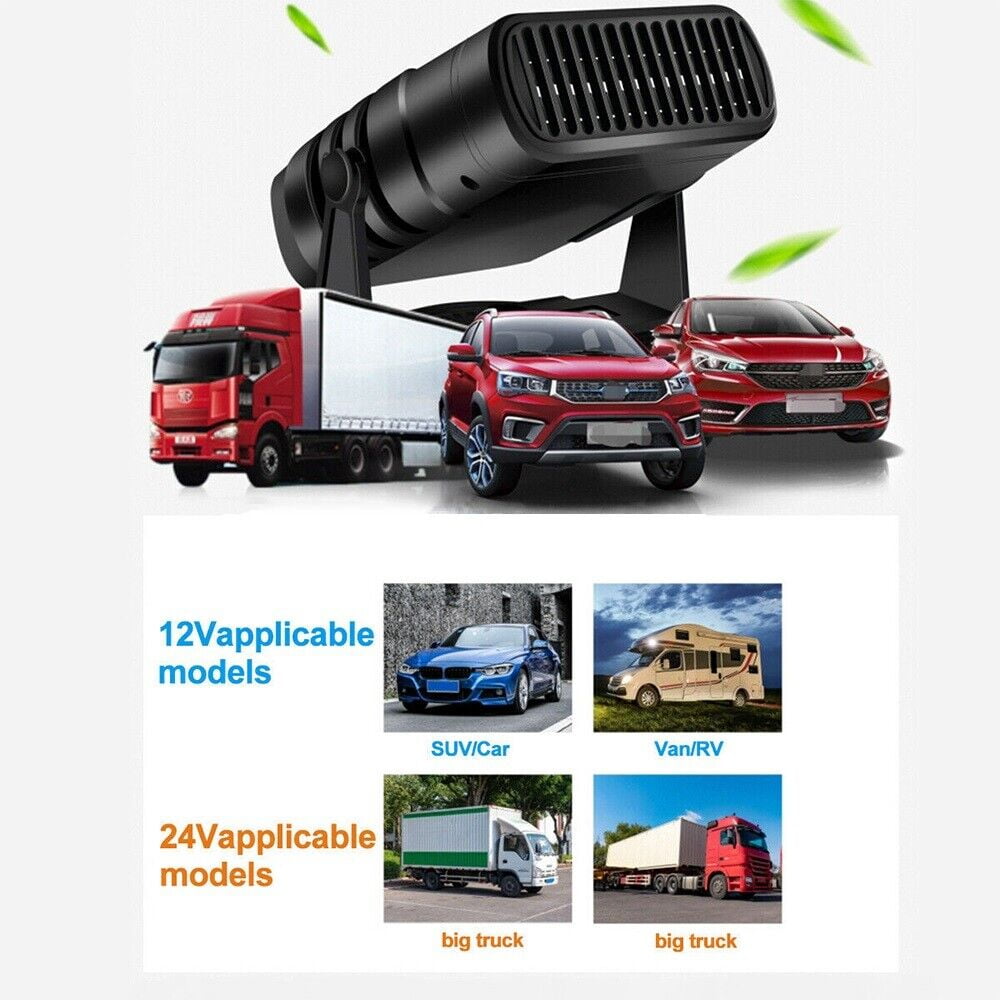 Portable Car Heater, 24V 200W Black Windshield Defroster Demister, 360° Rotatable Heater