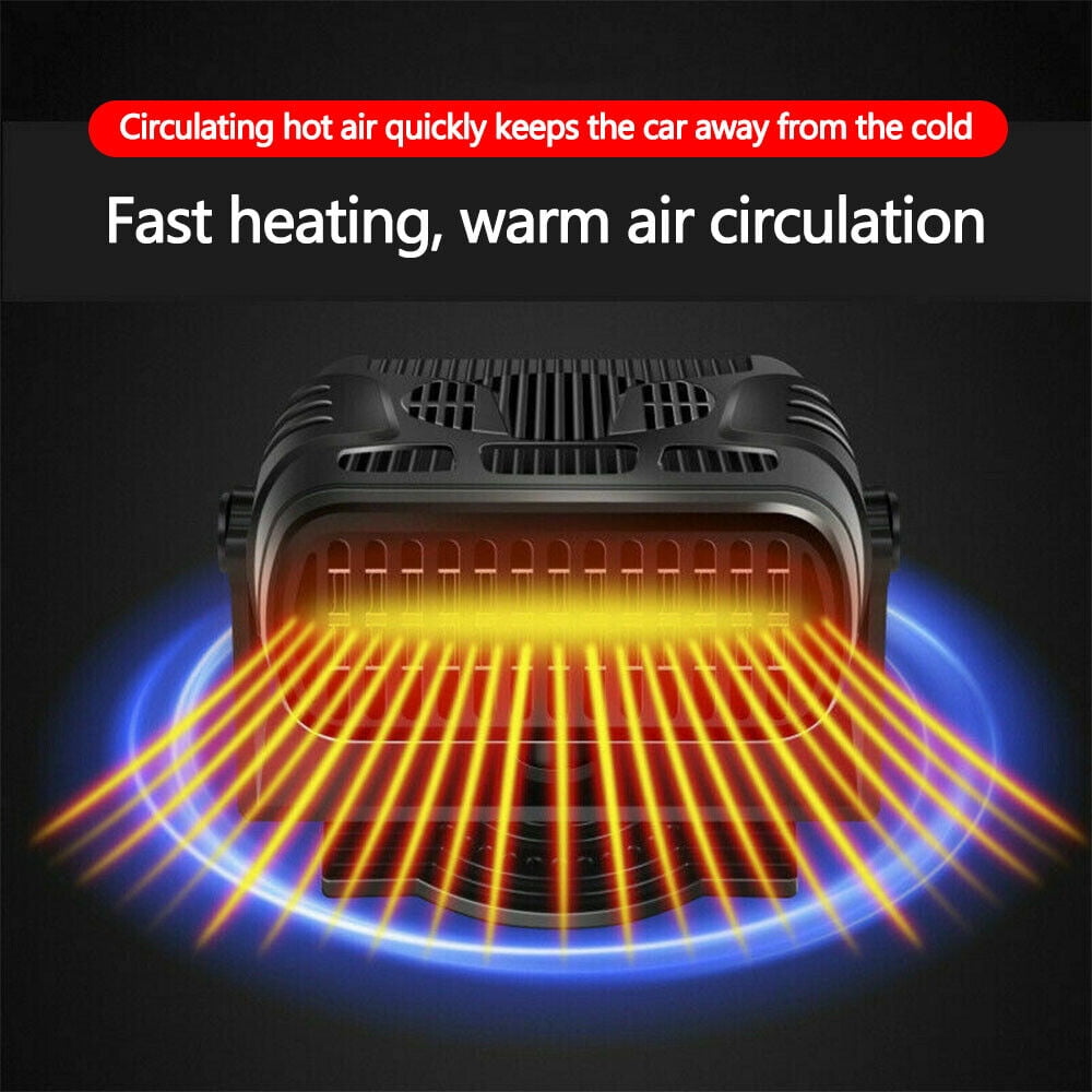 Portable Car Heater, 24V 200W Black Windshield Defroster Demister, 360° Rotatable Heater