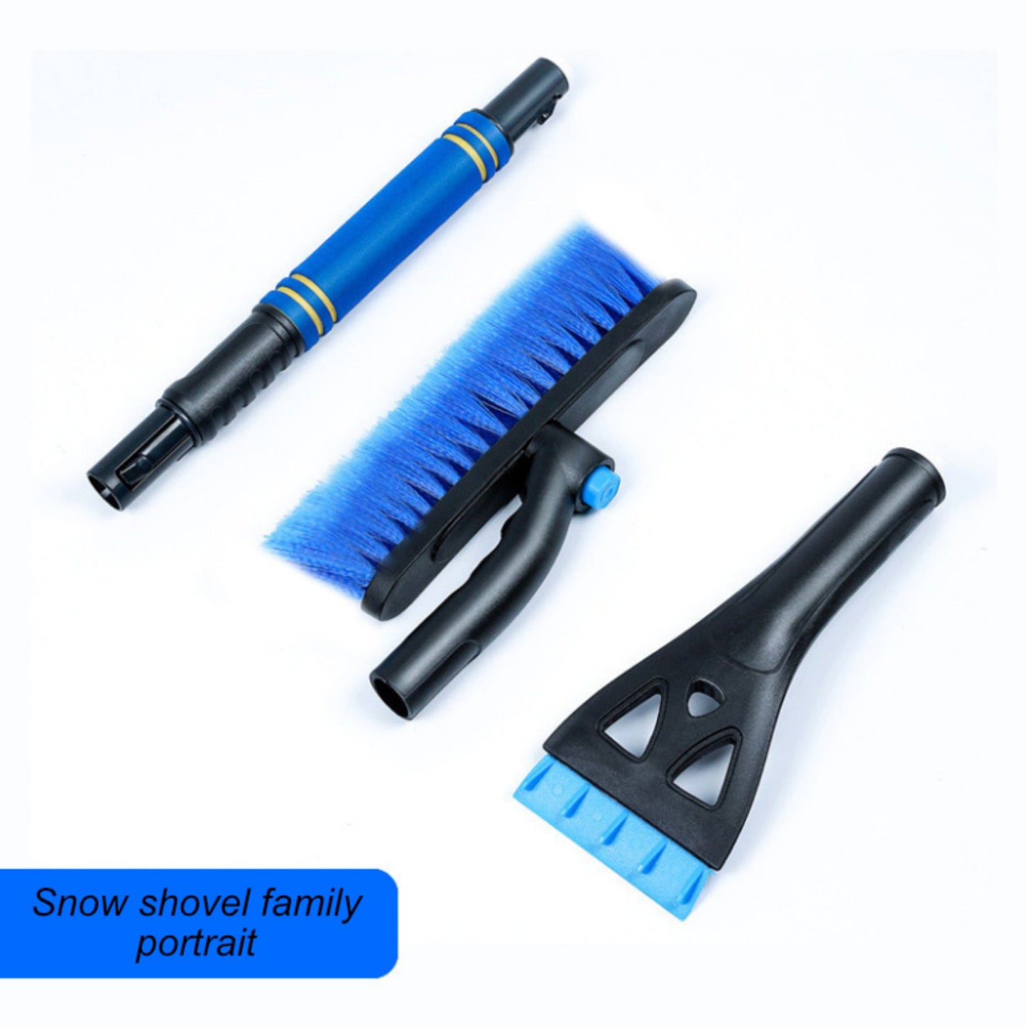 Extendable Ice Scraper Snow Brush，360° Pivoting Snow Scraper with Squeegee Foam Grip Emergency Snow Shovel for Car