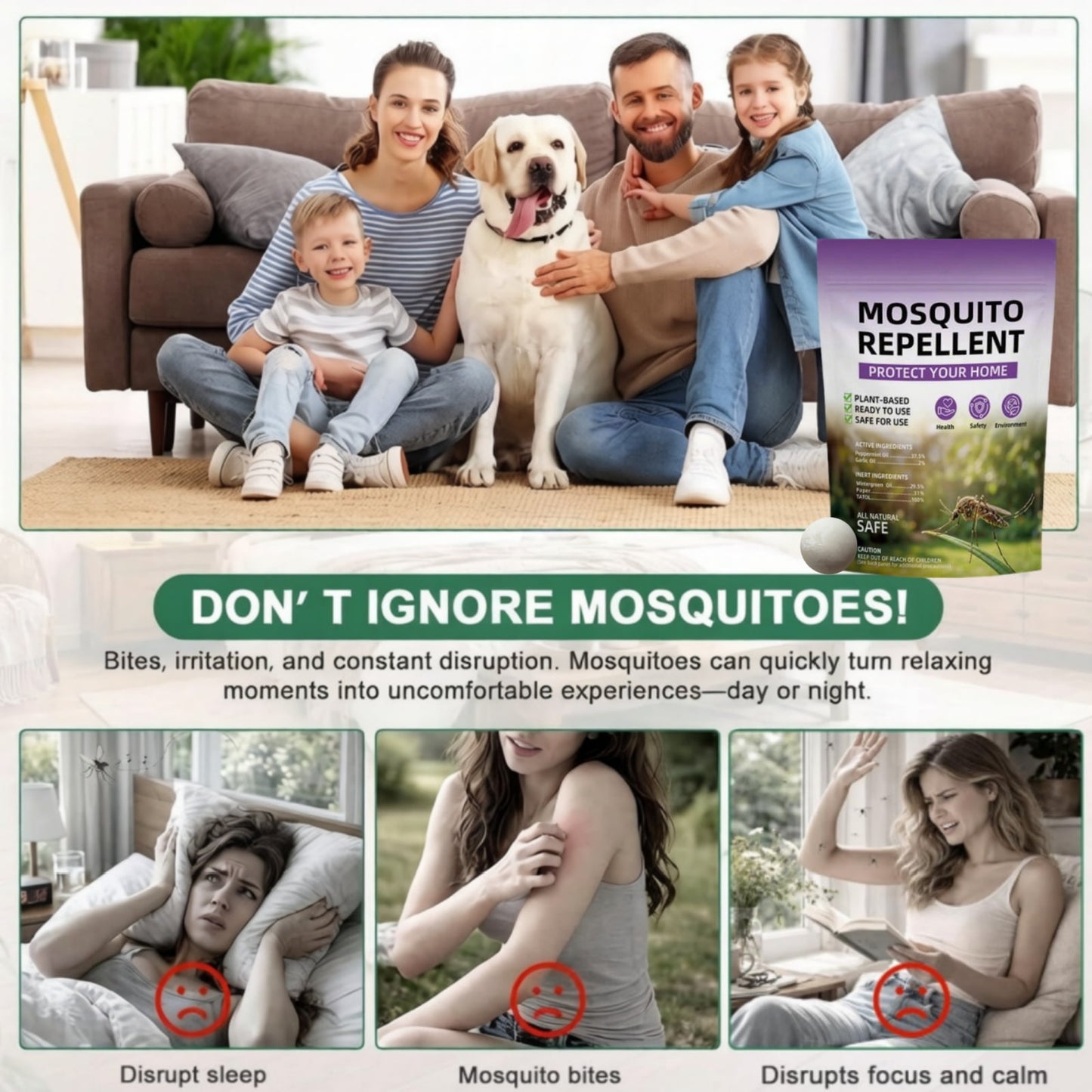 JahyElec Mosquito Repellent Outdoor Patio Pills, Peppermint Oil 12 Pcs Mosquito Repellant Balls Keep Mosquitoes Safe for People & Pets Bug Deterrent for Home & Patio Camping Travel Fishing