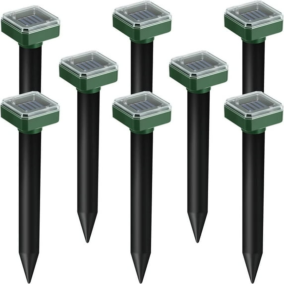 Solar Mice Repellent 8 Pcs Ultrasonic Vole Groundhog Repellent Outdoor Waterproof Sonic Repellent Spikes Drive Away Burrowing Animals from Lawns and Yard