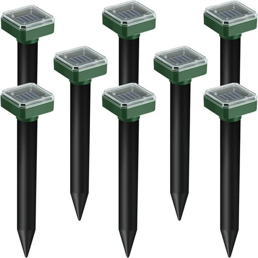 Solar Mice Repellent 8 Pcs Ultrasonic Vole Groundhog Repellent Outdoor Waterproof Sonic Repellent Spikes Drive Away Burrowing Animals from Lawns and Yard