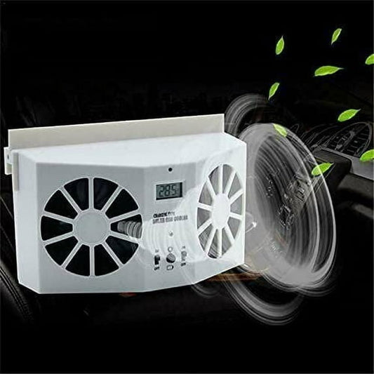 Car Cooling Fan Solar Powered Vehicle Window Dual Fans 2 AA*1200mAh Car Cooler Airflow White