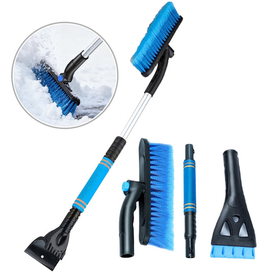 JahyElec Extendable Ice Scraper Snow Brush，360° Pivoting Snow Scraper with Squeegee Foam Grip Emergency Snow Shovel for Car
