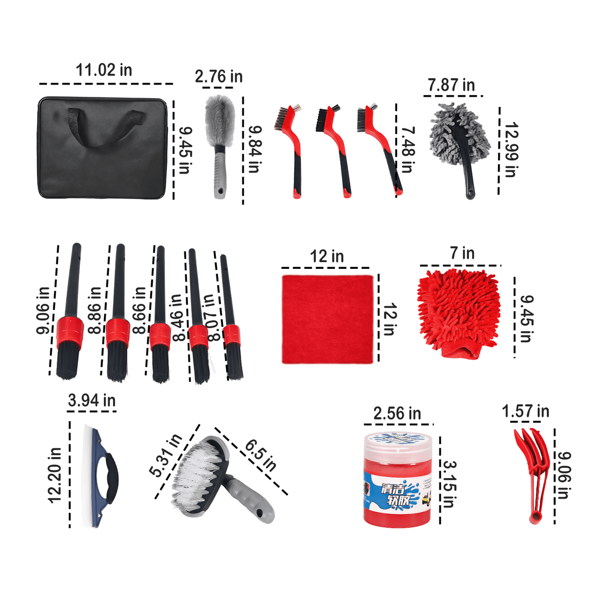 JahyElec 18Pcs Car Detailing Kit, Car Cleaning Kit with Interior Tools Wheel Hub for Cleaning Interior Exterior Wheels and Dashboard Surfaces