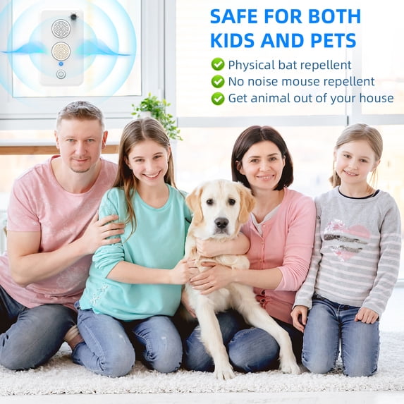 JahyElec 4 Pack Ultrasonic Bat Repellent Devices for Attic Porch House,Rechargeable Bats Exclusion Device for Indoor Outdoor Use Adjustable Bat Deterrent System Friendly to Human and Pet