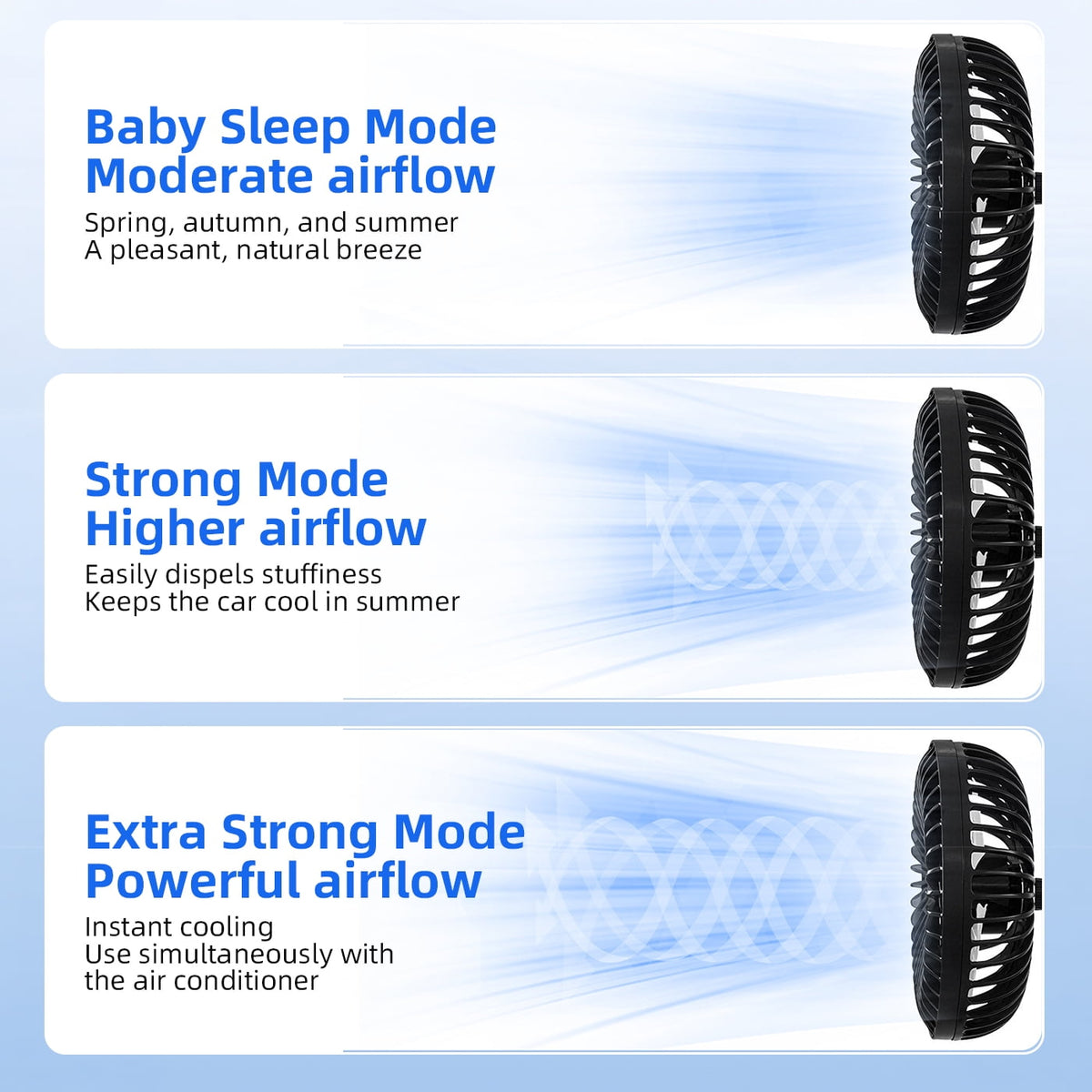 8 Inch Portable Car Fan,12V/24V Universal Electric Vehicle Fan with Stepless Speed Control 2-in-1 Suction Cup & Clamp 360° Rotation for Car SUV RV Van Sedan