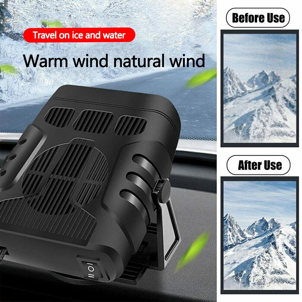 Portable Car Heater, 24V 200W Black Windshield Defroster Demister, 360° Rotatable Heater