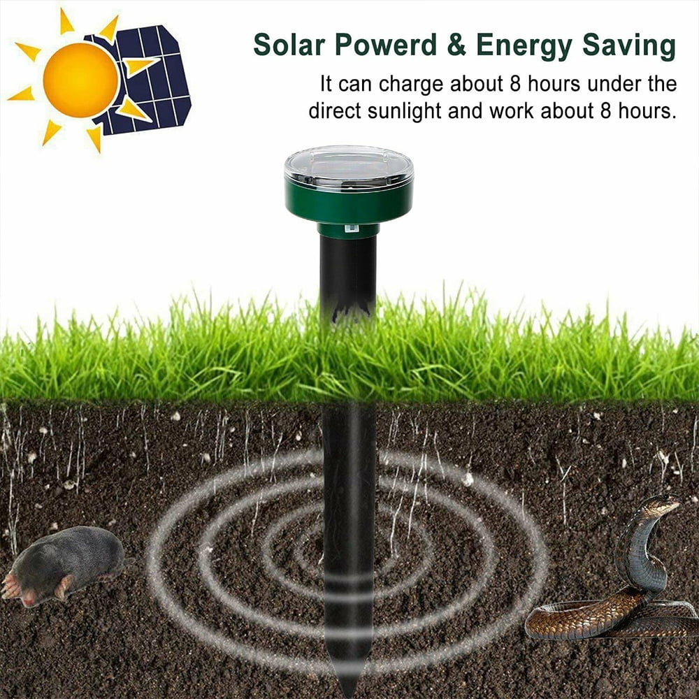8PCS Solar Ultrasonic Snake Mouse Repellers Pest Rodent Repeller Reject Outdoor Solar Repellers