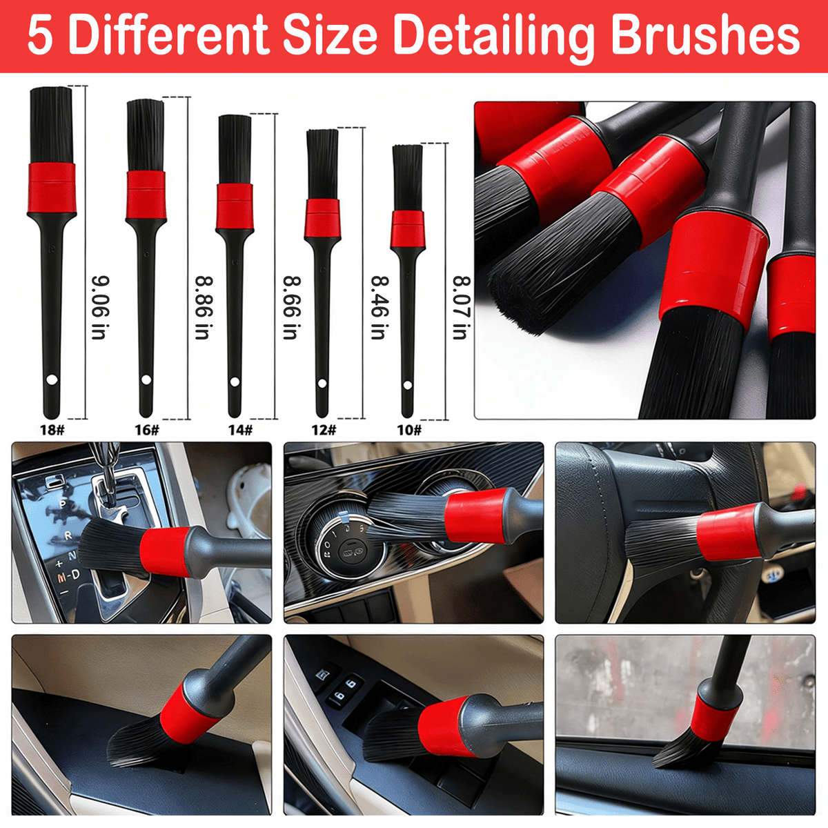 JahyElec 18Pcs Car Detailing Kit, Car Cleaning Kit with Interior Tools Wheel Hub for Cleaning Interior Exterior Wheels and Dashboard Surfaces