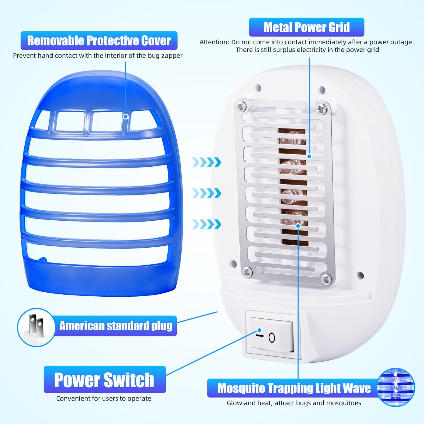 Indoor Bug Zapper Plug in, 4 PackElectronic Mosquito Zapper Ultimate Fly Zapper Lamp for Bug Insect for Home,Bedroom, Living Room,Office Insect Trap,Blue