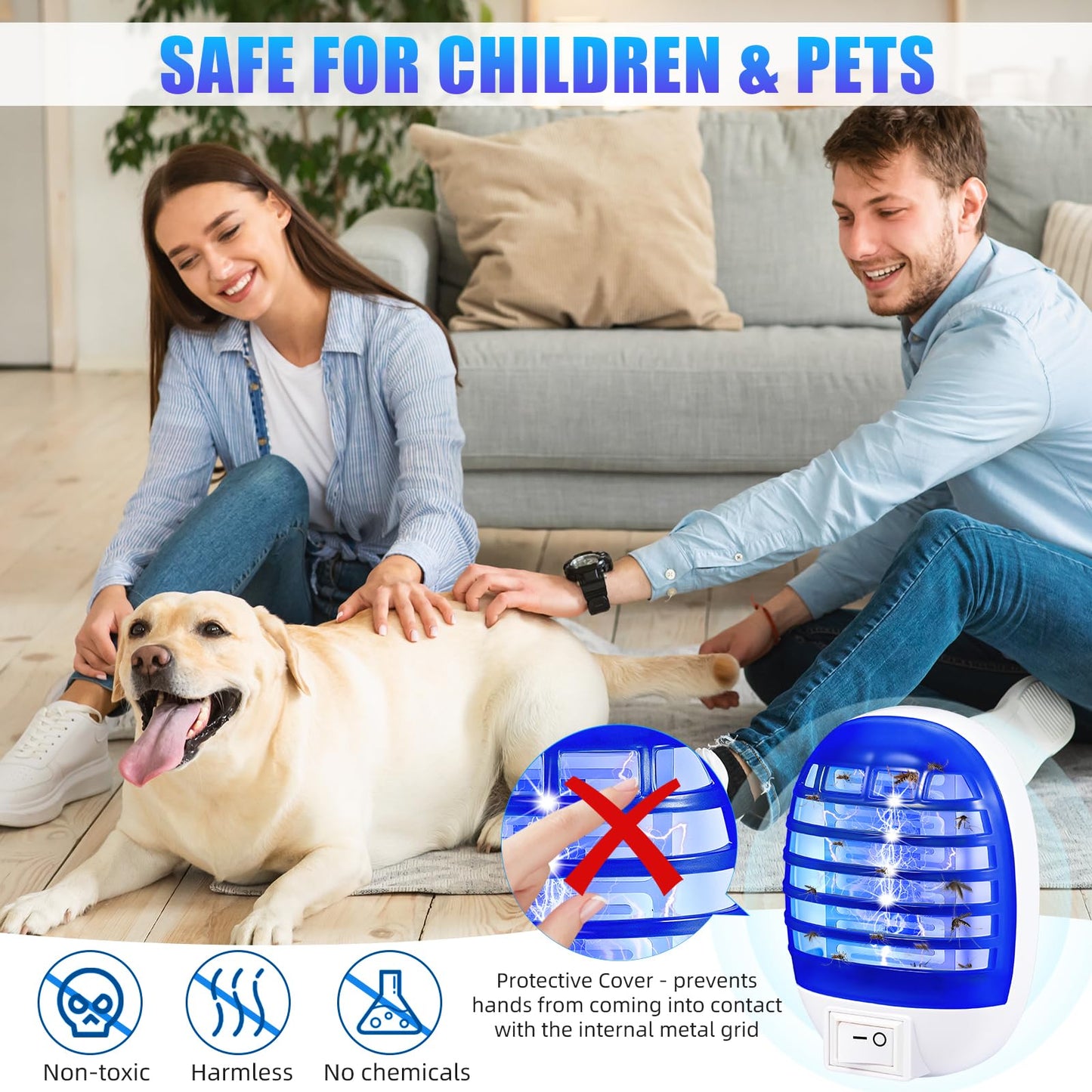 Indoor Bug Zapper Plug in, 4 PackElectronic Mosquito Zapper Ultimate Fly Zapper Lamp for Bug Insect for Home,Bedroom, Living Room,Office Insect Trap,Blue
