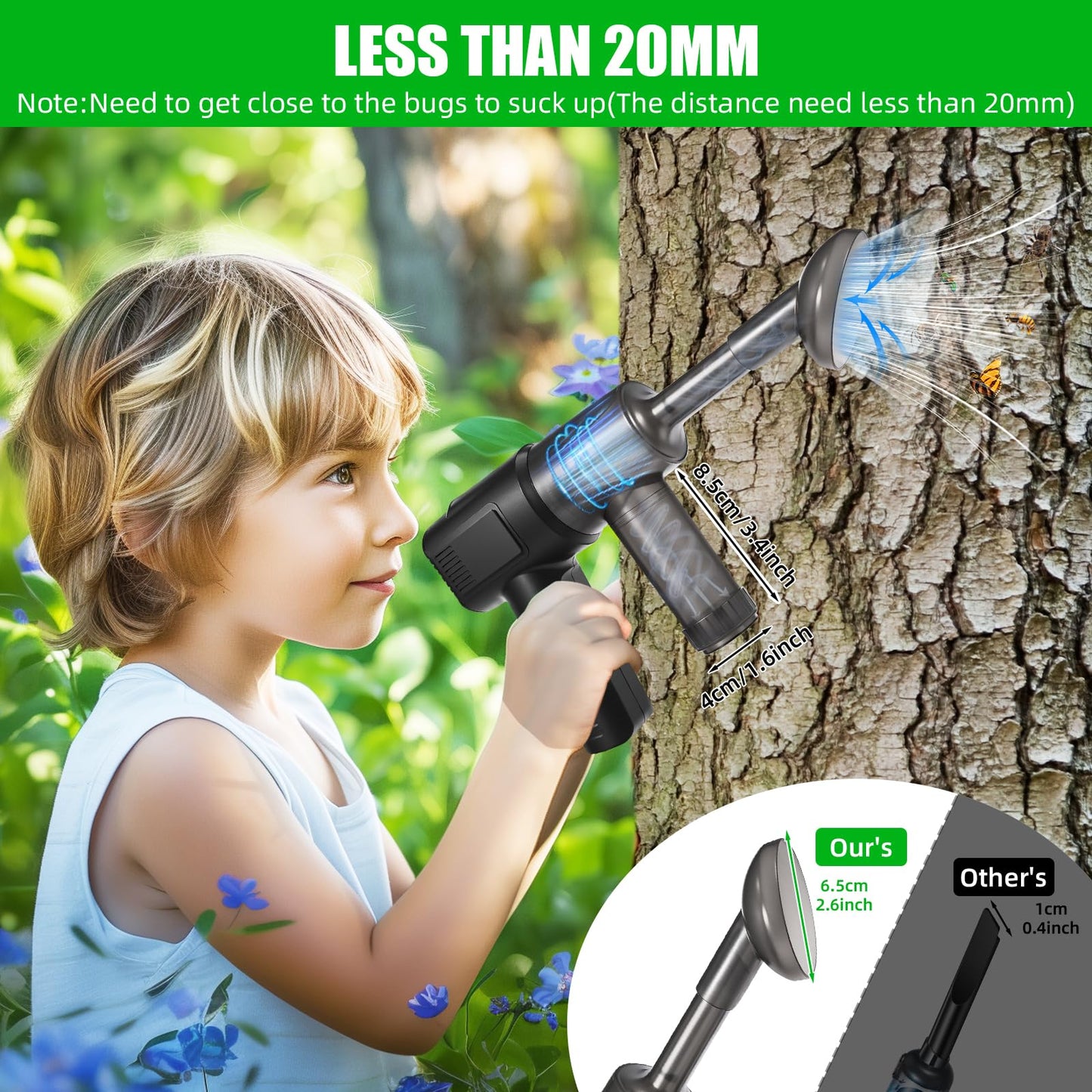 Bug Vacuum Catcher,Spider Killer Insect Catcher,Cordless Handheld Vacuum Cleaner for Car Bug Catcher Indoor with USB Rechargeable for Stink Bug,Moth,Spider Strong Suction Bug Sucker for Home