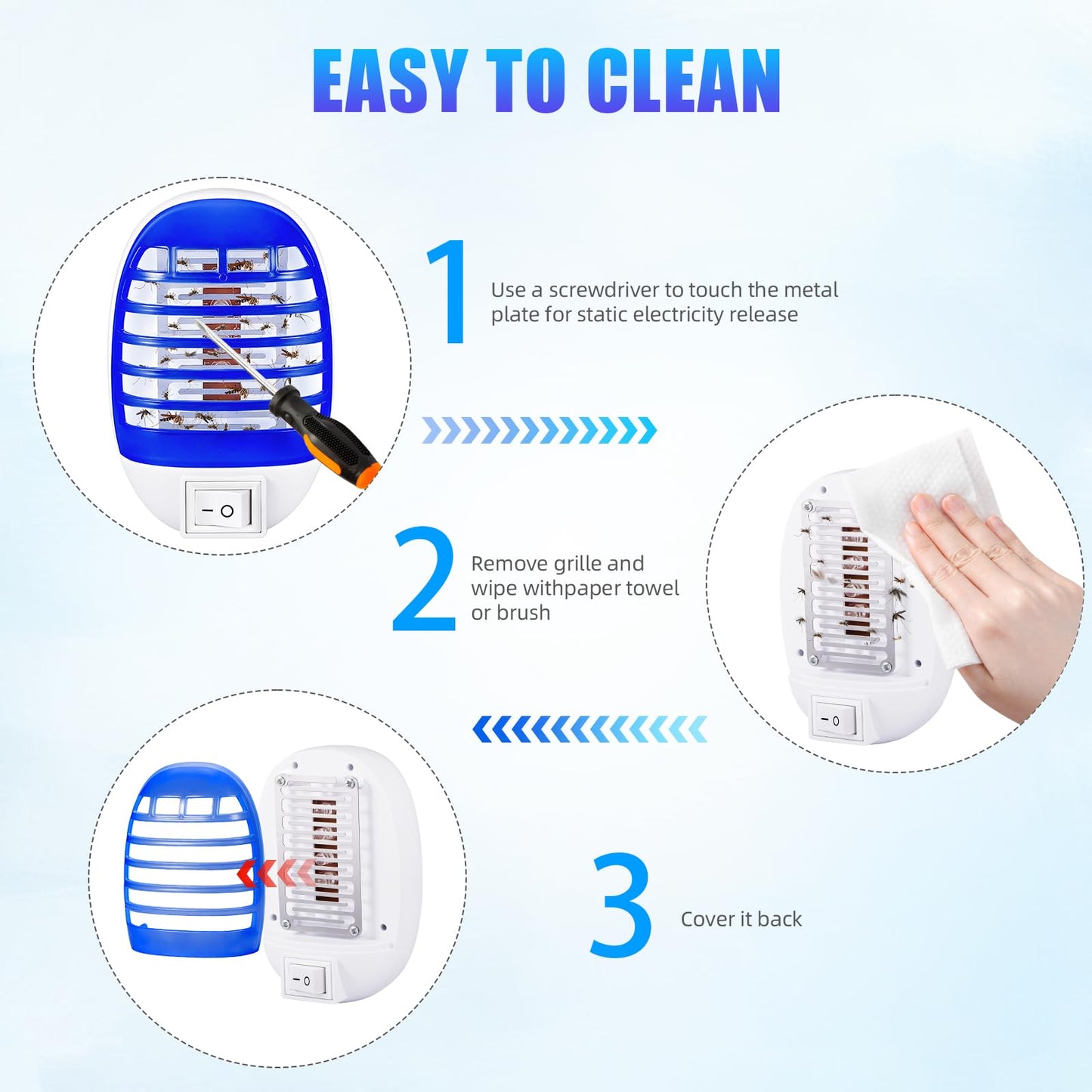 Indoor Bug Zapper Plug in, 4 PackElectronic Mosquito Zapper Ultimate Fly Zapper Lamp for Bug Insect for Home,Bedroom, Living Room,Office Insect Trap,Blue