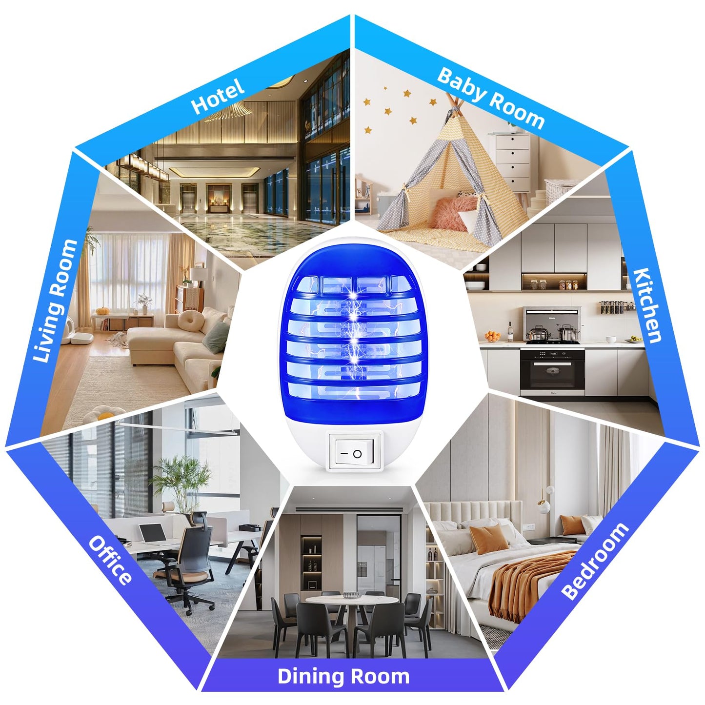 Indoor Bug Zapper Plug in, 4 PackElectronic Mosquito Zapper Ultimate Fly Zapper Lamp for Bug Insect for Home,Bedroom, Living Room,Office Insect Trap,Blue